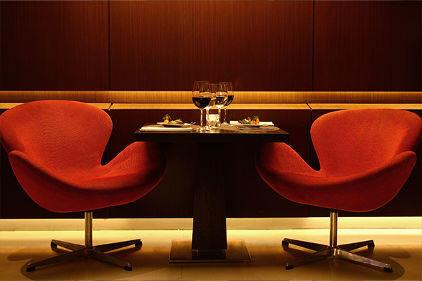 red chairs at a hotel